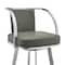 Armen Living Livingston 30" Gray Faux Leather and Brushed Stainless Steel Swivel Bar Stool LCLVBABSGR30 - alternate 5
